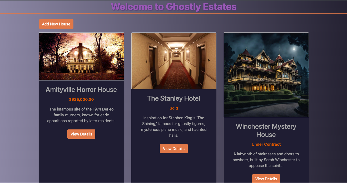 Ghostly Estates real estate website